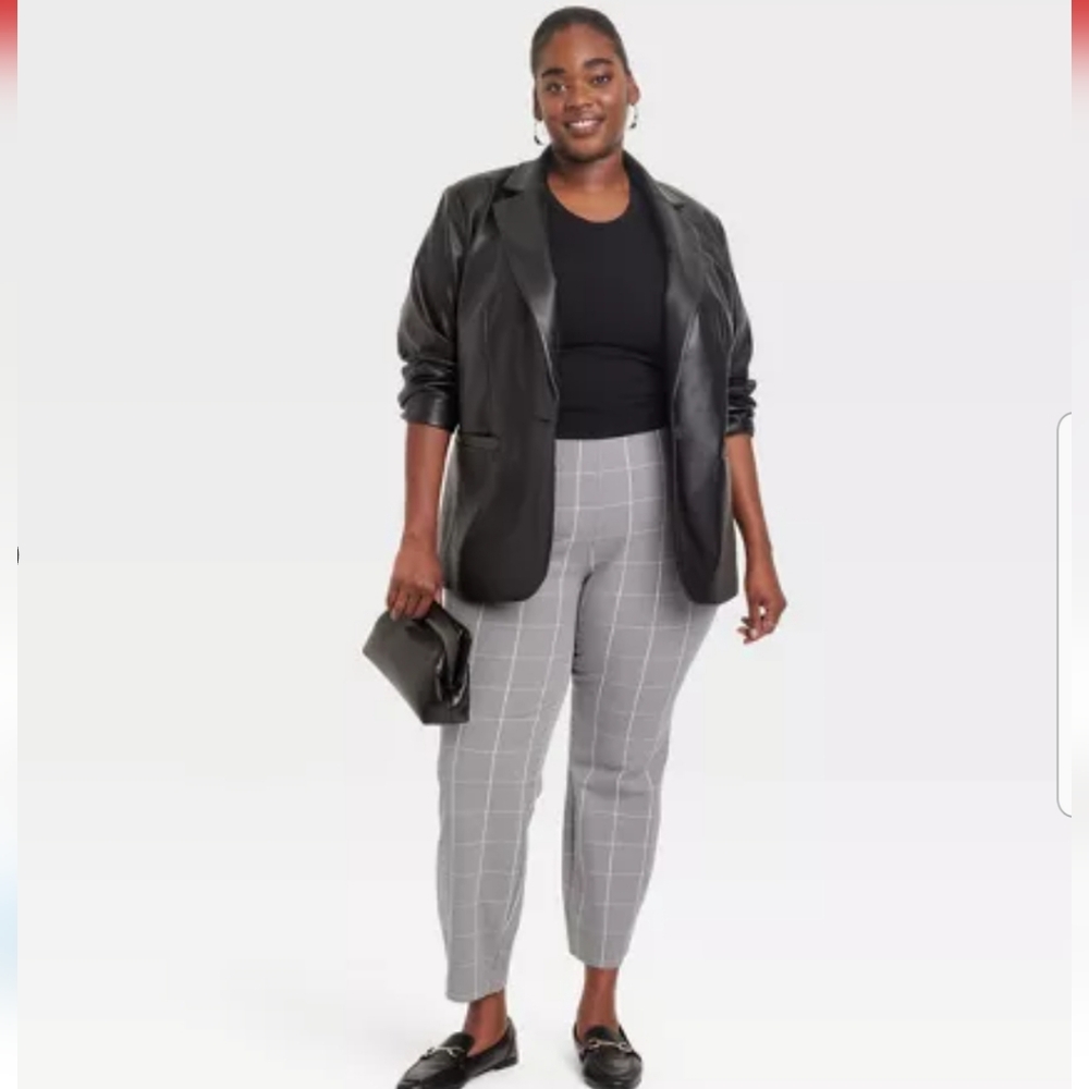 A New Day  Grey Plaid Bi Stretch Skinny Pants NWT Sz.  24 Crop Ankle